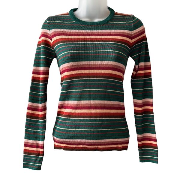 VINTAGE 1980’s Dead Stock Bronson Striped Skinny Fit Sweater Size Small - Picture 1 of 4
